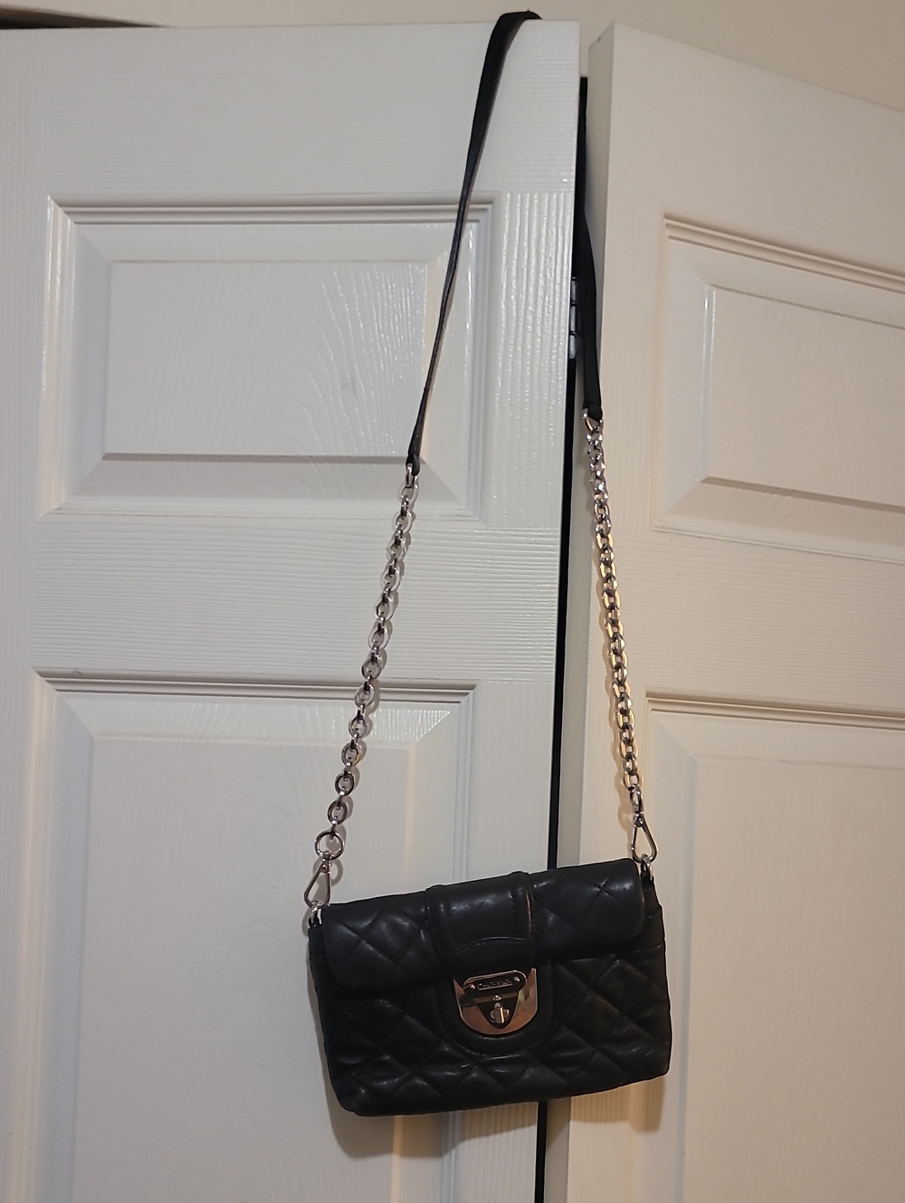 Calvin Klein Black Quilted Chain-Accent Crossbody Bag